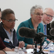 Mayoral candidates Susana Mendoza, Lori Lightfoot, Toni Preckwinkle, and Paul Vallas at the Chicago Sun-Times debate.
